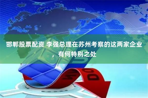 邯郸股票配资 李强总理在苏州考察的这两家企业，有何特别之处