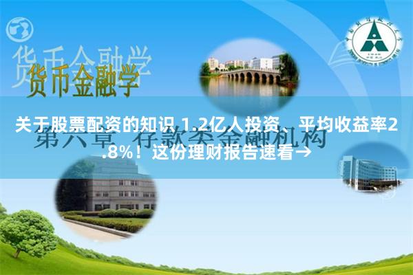 关于股票配资的知识 1.2亿人投资、平均收益率2.8%！这份理财报告速看→
