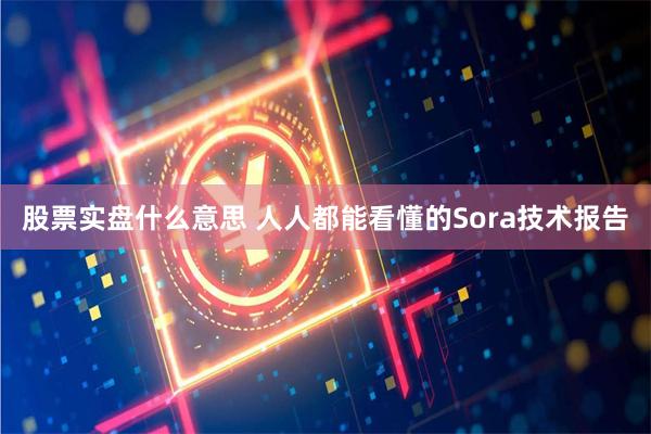 股票实盘什么意思 人人都能看懂的Sora技术报告