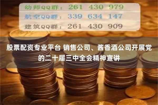 股票配资专业平台 销售公司、酱香酒公司开展党的二十届三中全会精神宣讲